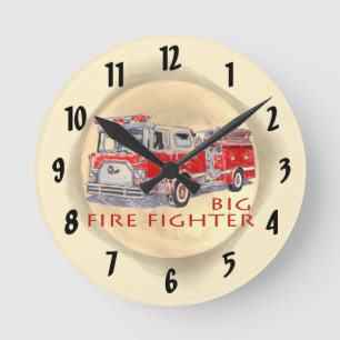 Ronde Horloge Grand Camion de Pompiers Pompiers