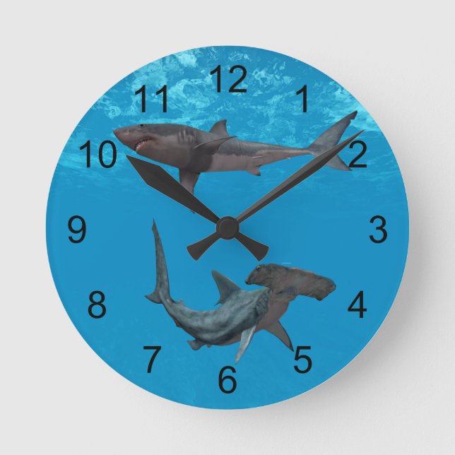 Ronde Horloge Grand Requin Blanc et Requin Marteau (Recto)