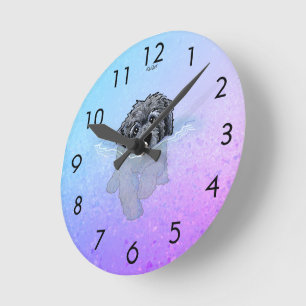 Ronde Horloge grande KiniArt Black Goldendoodle