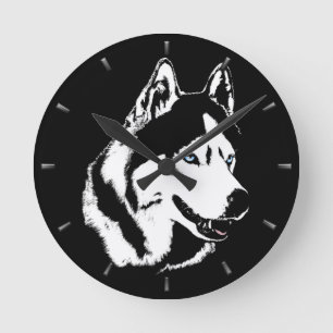 Ronde Horloge Husky Cadeaux Décor Sled Chien Mur Horloge