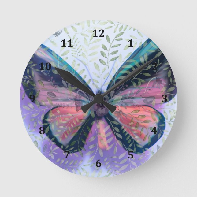 Ronde Horloge Imaginaire du jardin papillon (Recto)