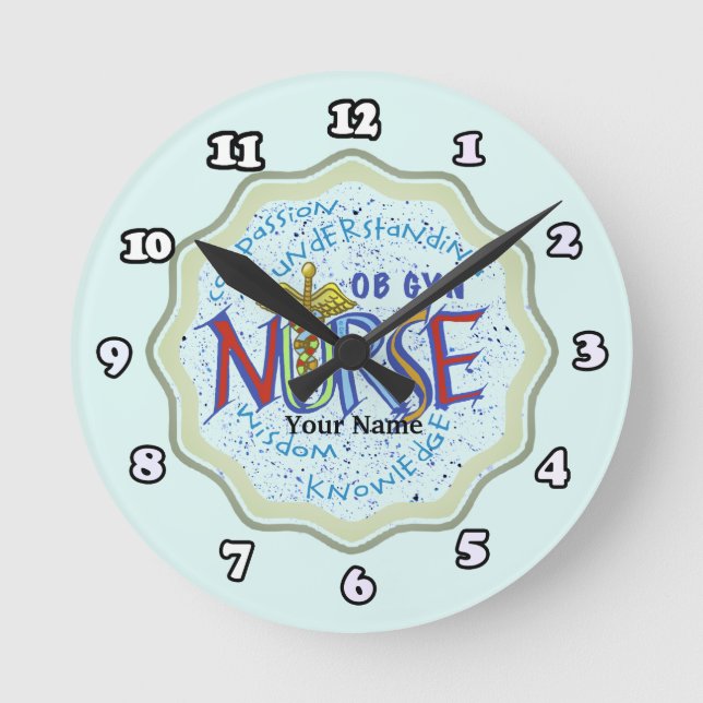 Ronde Horloge infirmière personnalisée avec devise d'obs (Recto)