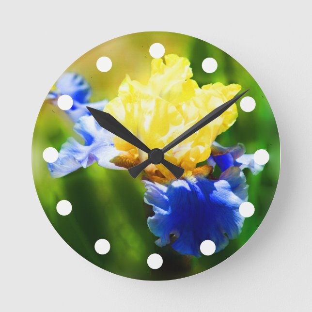 Ronde Horloge Iris Jaune et Violette (Recto)