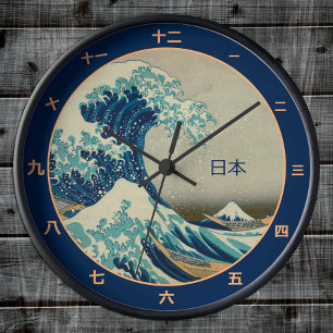 Ronde Horloge japonaise vintage, Grande Vague au large d