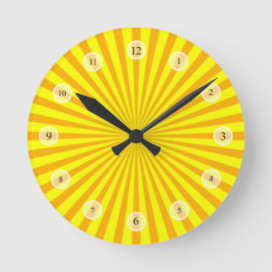 Ronde Horloge jaune de rayon de soleil