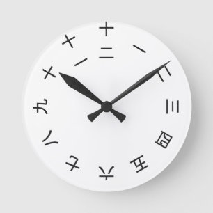 Ronde Horloge Kanji Clock 1-12 (rotated)