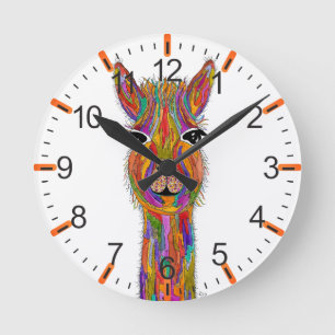 Ronde Horloge Lama Colorée
