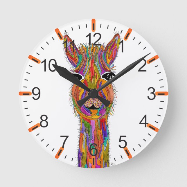 Ronde Horloge Lama Colorée (Recto)