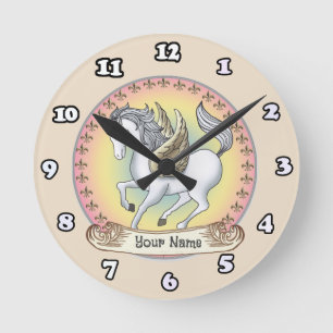 Ronde Horloge Licorne blanche Pégase
