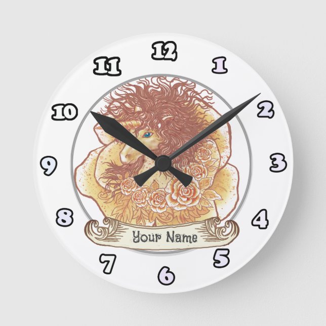 Ronde Horloge Licorne Dame Jaune (Recto)