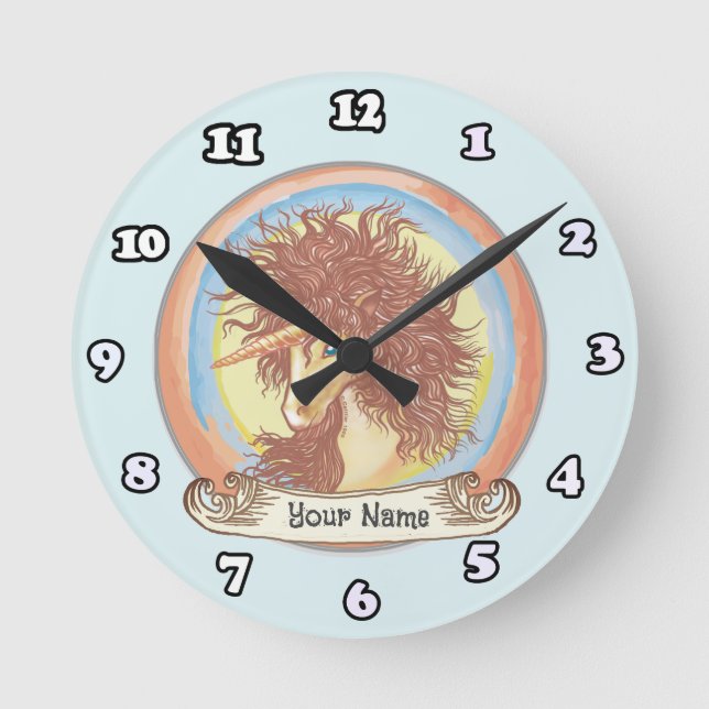 Ronde Horloge Licorne Fantastique (Recto)
