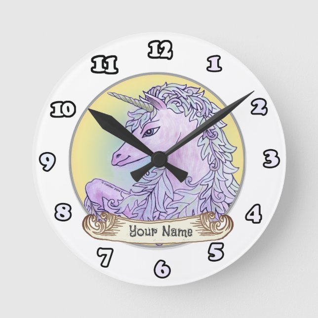 Ronde Horloge Licorne Violette (Recto)