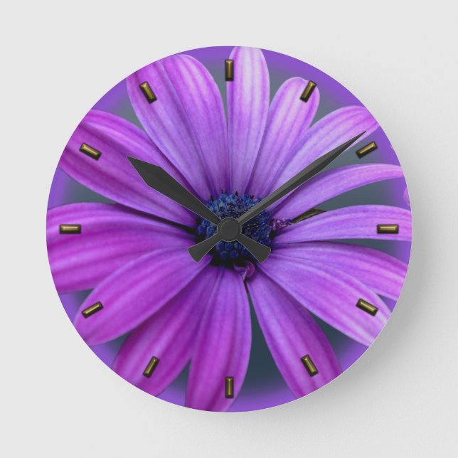 Ronde Horloge marguerite mauve marguerite bleu cadenas (Recto)