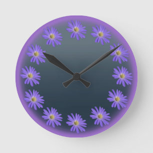 Ronde Horloge marguerite mauve marguerite bleu cadenas