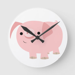 Ronde Horloge mignonne de porc de bande dessinée