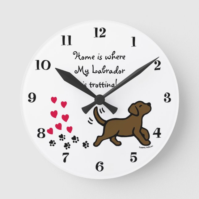 Ronde Horloge mignonne de trot de Labrador de chocolat (Recto)