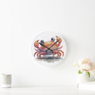 Ronde Horloge mignonne du mur de crabe