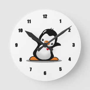 Ronde Horloge mignonne du mur de pingouin