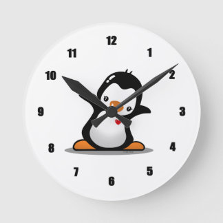 Ronde Horloge mignonne du mur de pingouin