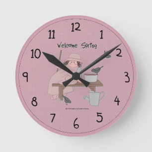 Ronde Horloge mignonne du Mur Printemps Pays