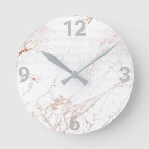 Ronde HORLOGE MODERNE DU MUR Marbre blanc