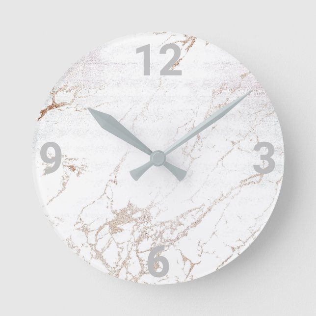 Ronde HORLOGE MODERNE DU MUR Marbre blanc (Recto)