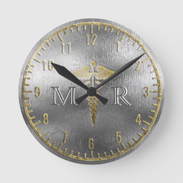 Ronde Horloge Monogramme Docteur en Argent (Recto)