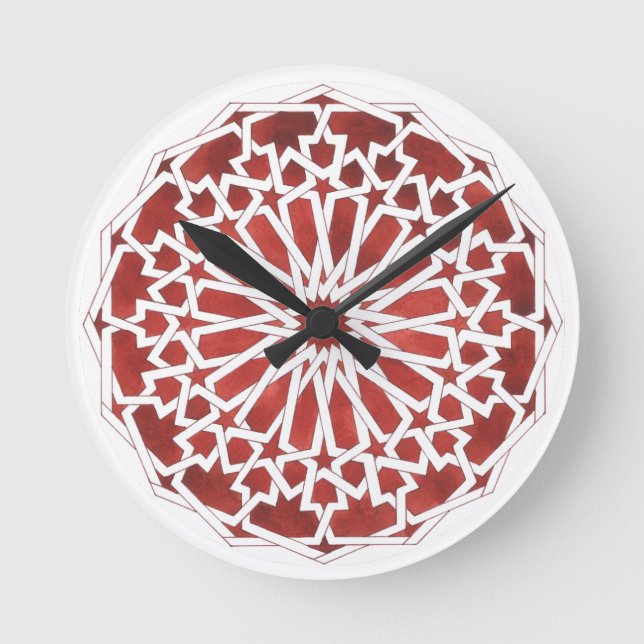Ronde Horloge Mosaïque marocaine rouge ALCAZAR (Recto)