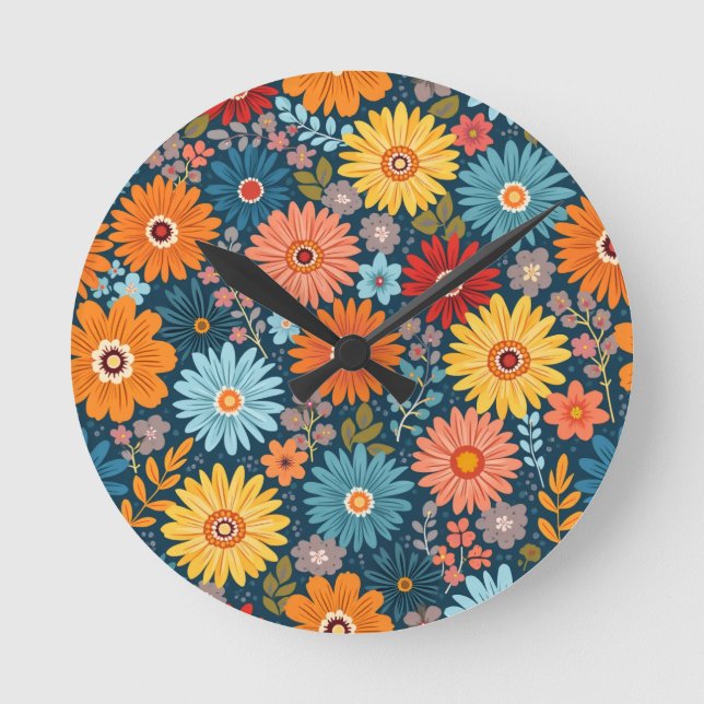 Ronde horloge motif à fleurs (Recto)