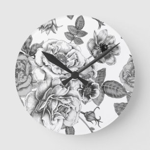 Ronde Horloge Motif en acrylique noire et blanche