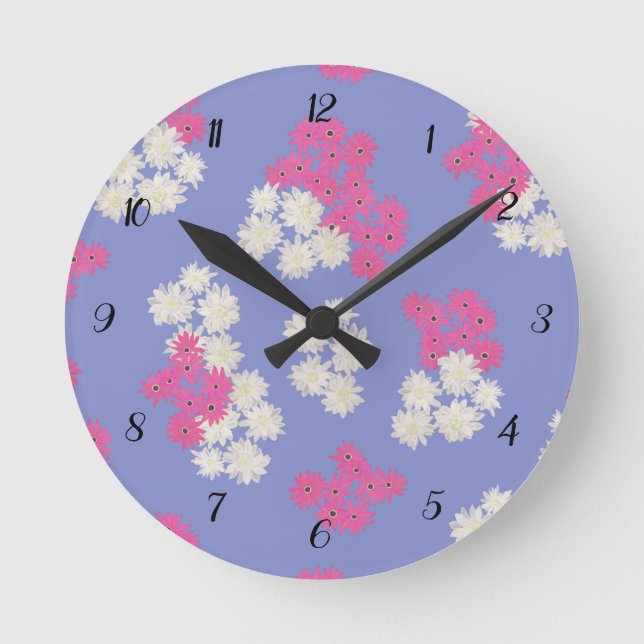 Ronde Horloge Motif Florale violet (Recto)