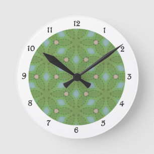 Ronde Horloge Motif verte et bleue