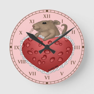 Ronde Horloge Mouse Love Heart