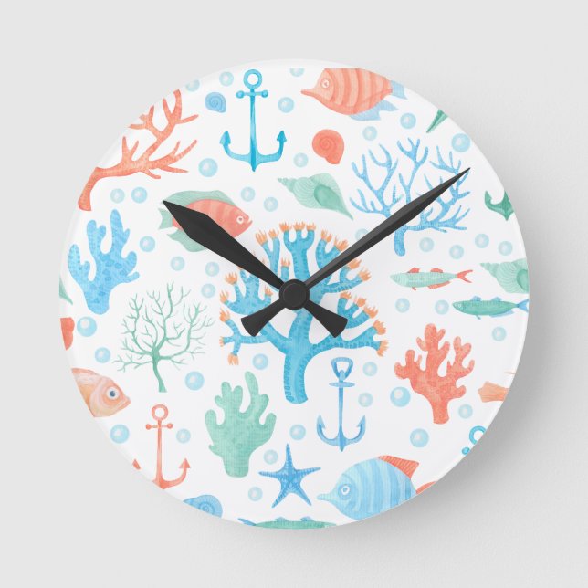 Ronde Horloge Mur Marin De Décor Nautique (Recto)