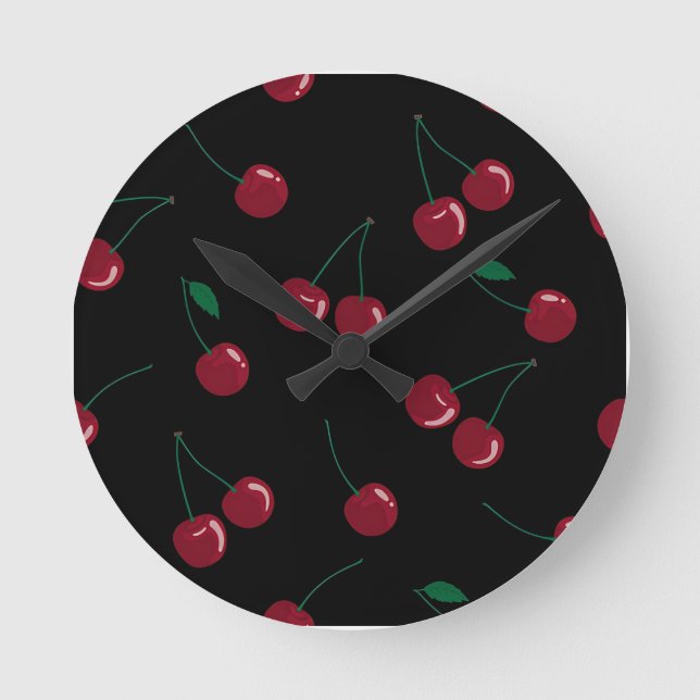 Ronde Horloge noire rouge cerise (Recto)