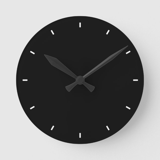 Ronde Horloge noire solide simple et simple tout-noir (Recto)