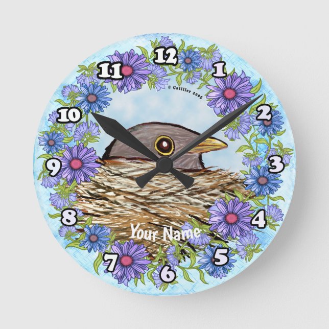 Ronde Horloge Oiseau Dans Nid (Recto)