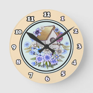 Ronde Horloge oiseau rouge de la maison d'oiseau
