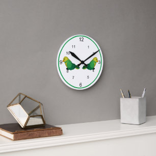 Ronde Horloge - Oiseaux verts et jaunes