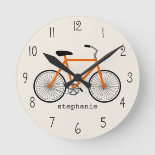Ronde Horloge orange de bicyclette