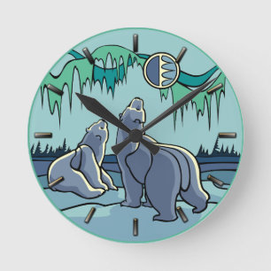 Ronde Horloge Ours Polaire Cool Ours Indien Ours Art Hor