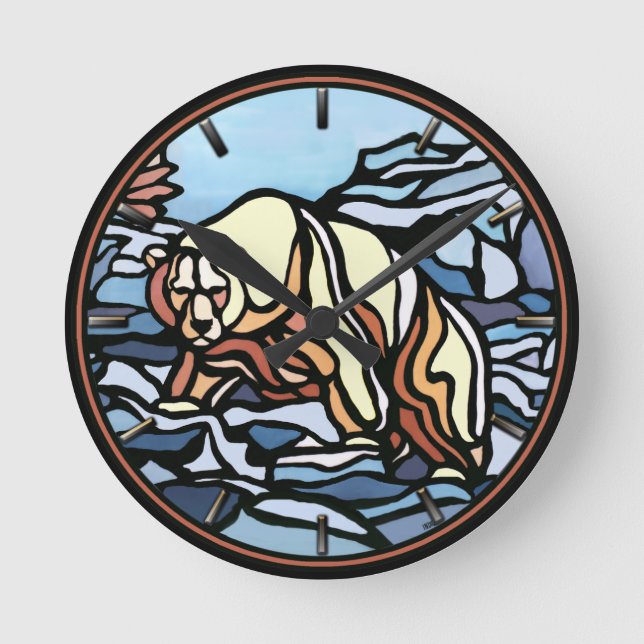 Ronde Horloge Ours Polaire Cool Ours Tribal Art Mur Horl (Recto)
