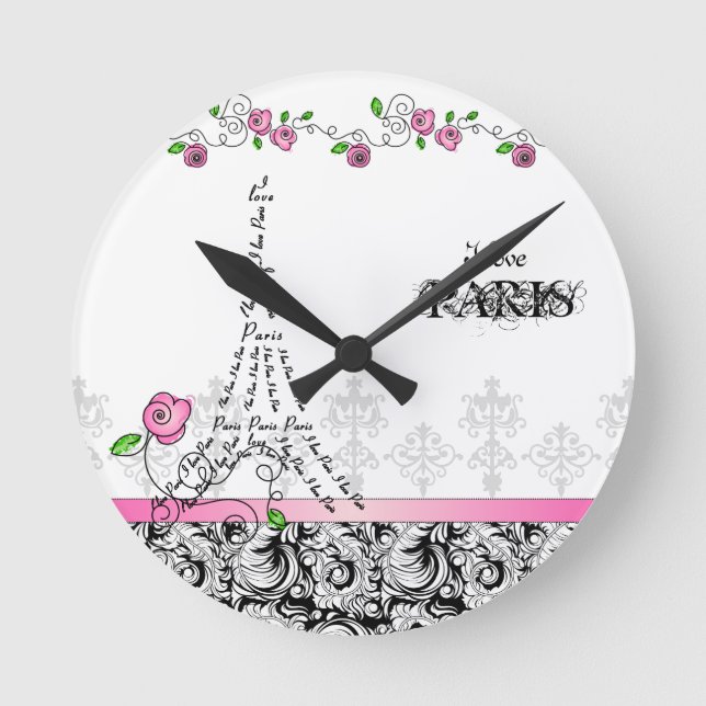 Ronde Horloge Parisienne Roses Roses Roses Rose (Recto)