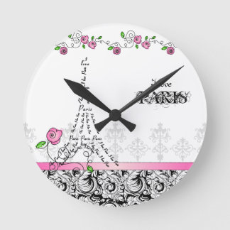 Ronde Horloge Parisienne Roses Roses Roses Rose