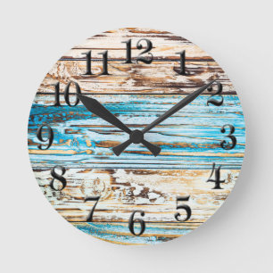 Ronde Horloge patinée d'océan de panneaux de plage chi