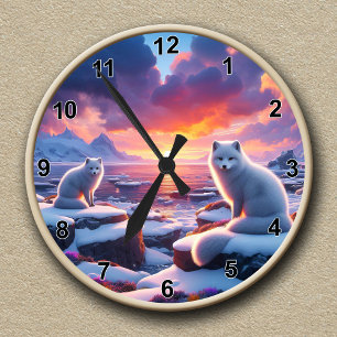 Ronde Horloge paysagère d'hiver de Fox arctique personna