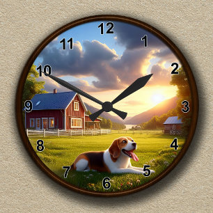 Ronde Horloge personnalisable de ferme champêtre avec Be
