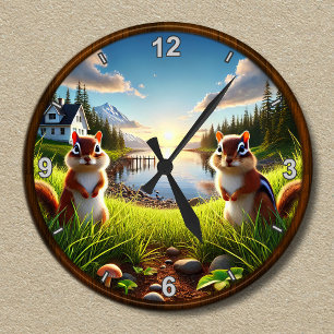 Ronde Horloge personnalisable de l'écureuil terrestre de