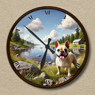 Ronde Horloge Personnalisable Joyeux Bouledogue Français