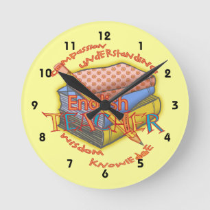 Ronde Horloge personnalisée avec devise pour professeur 